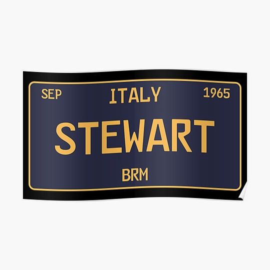 Discover Jackie Stewart first win license plate Black Premium Matte Vertical Poster
