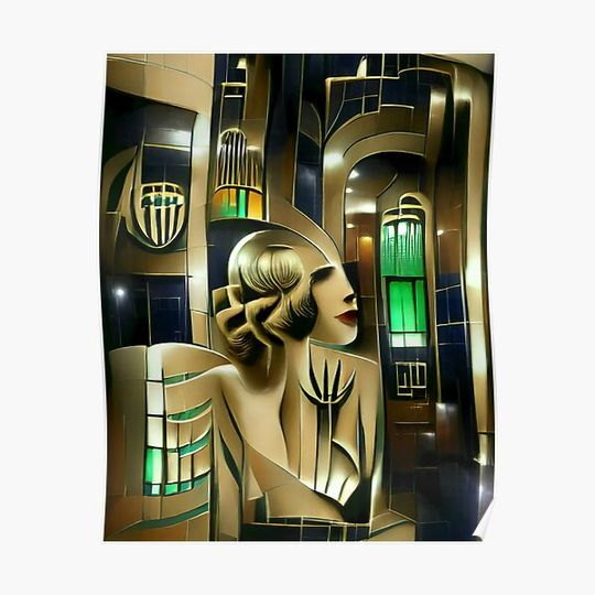 Discover Woman Art Deco Premium Matte Vertical Poster