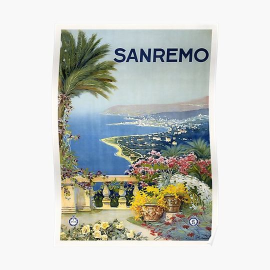 Discover Sanremo Vintage Travel Poster