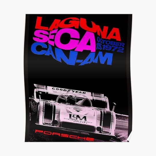 Discover LAGUNA SECA CAN-AM  Vintage 1972 Grand Prix Auto Racing Print Classic . Premium Matte Vertical Poster