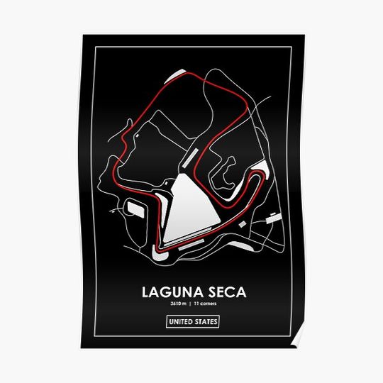 Discover LAGUNA SECA - USA TRACK MAP 2.0 RED Premium Matte Vertical Poster