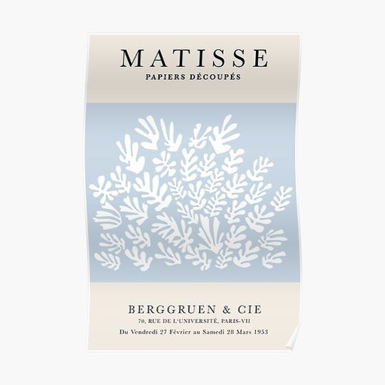 Discover Matisse Flower Paper Art Light Blue Poster