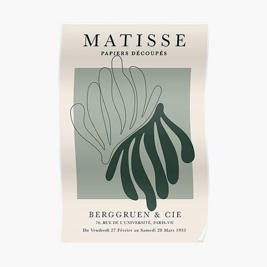 Discover Matisse 2 Flower Paper Art Pastel Green Poster