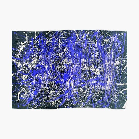 Discover Abstract Jackson Pollock Painting Original Art Titled: Blue Dance Premium Matte Vertical Poster