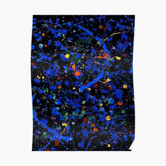 Discover Jackson Pollock blue abstract art, pattern design, Jackson Pollock, Premium Matte Vertical Poster