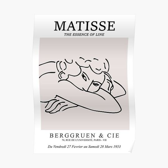Discover Henri Matisse - Line Drawing of Woman - Essense of Line Exhibition Poster Premium Matte Vertical Poster