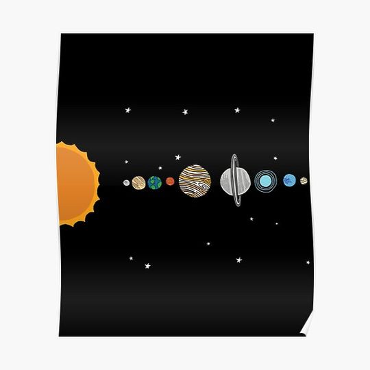 Discover Illustrated Solar System with Planets Premium Matte Vertical Poster