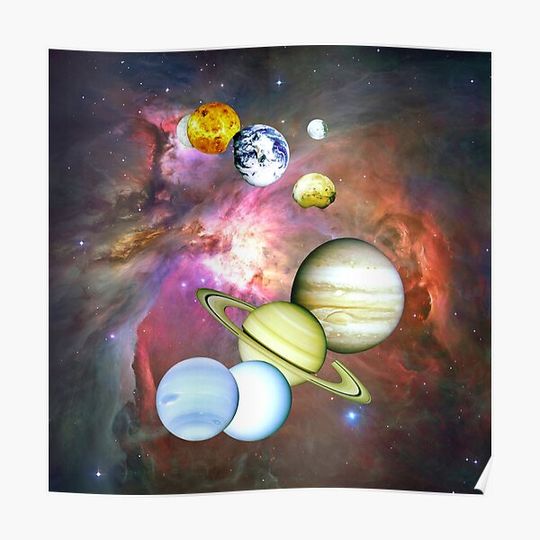 Discover Orion Nebula with planets Premium Matte Vertical Poster