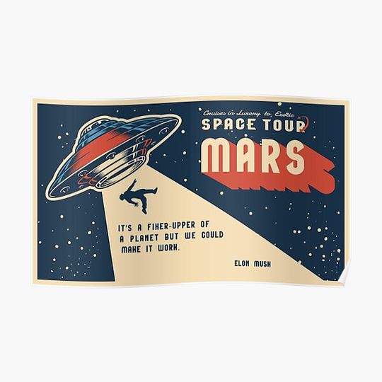 Discover Space Tour Mars Vintage Space Exploration Premium Matte Vertical Poster