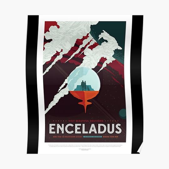 Discover NASA JPL Space Tourism Enceladus (8K resolution) Classic . Premium Matte Vertical Poster
