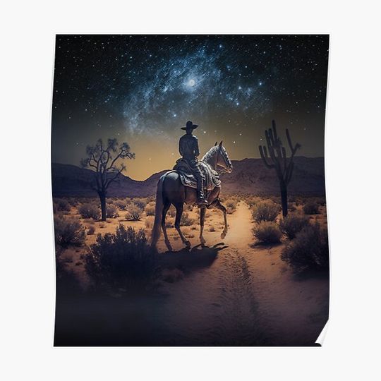 Discover Western Cowboy Riding His Horse Premium Matte Vertical Poster