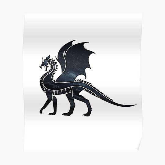 Discover Dragon Western European Black Night Sky Art Premium Matte Vertical Poster