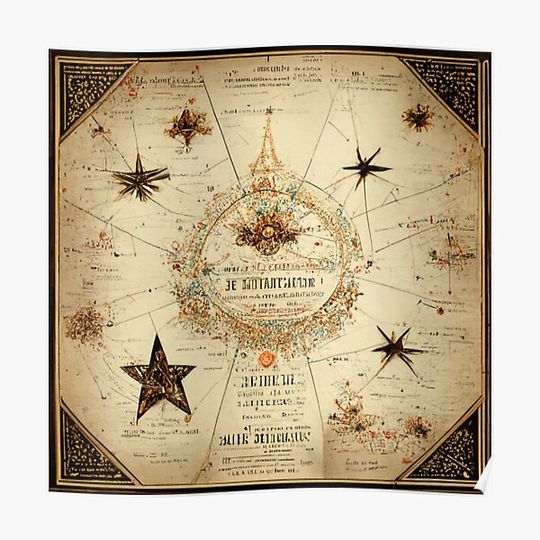 Discover Vintage looking Solar system map rendering Premium Matte Vertical Poster