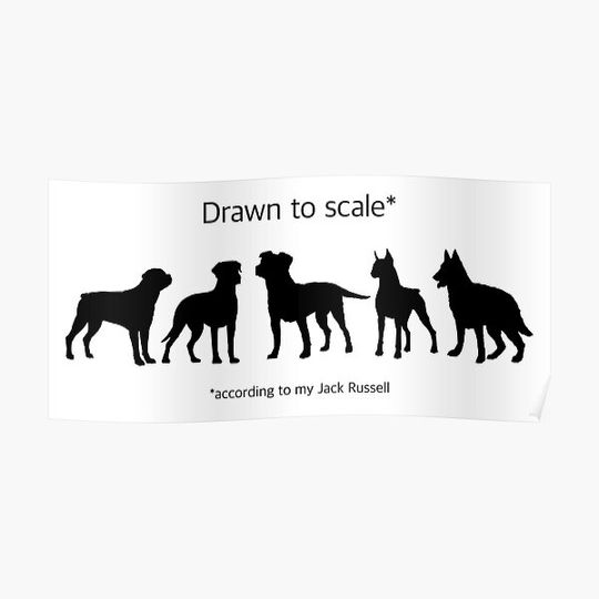 Discover Drawn to scale - Jack Russell (Black Art) Premium Matte Vertical Poster