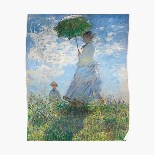 Discover Painting Art, Claude Monet Paintings, Woman With a Parasol, Madame Monet and Her Son Premium Matte Vertical Poster