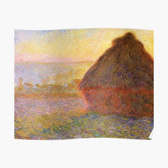Discover Haystacks (Sunset) by Monet Premium Matte Vertical Poster