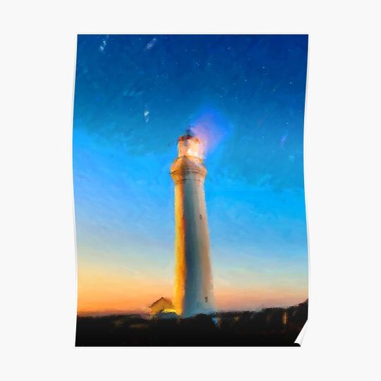 Discover Lighthouse at Night Art Premium Matte Vertical Poster