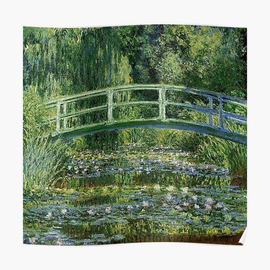 Discover Water Lilies and Japanese Bridge (1897-1899) -  Claude Monet Premium Matte Vertical Poster