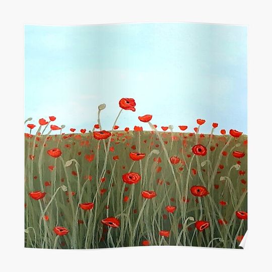 Discover Beautiful poppy field on summer Premium Matte Vertical Poster