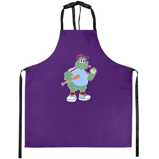Discover Philly Phanatic in Blue Jersey Cartoon Aprons
