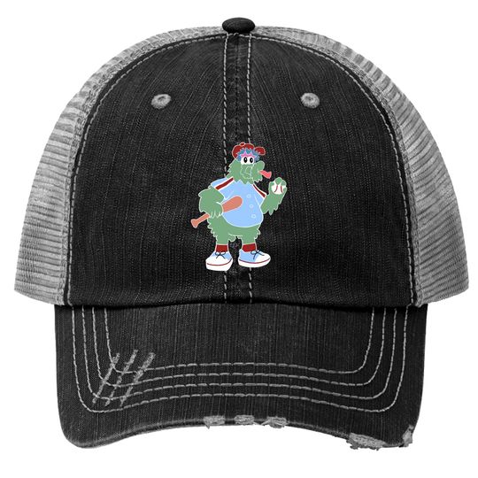 Discover Philly Phanatic in Blue Jersey Cartoon Trucker Hats