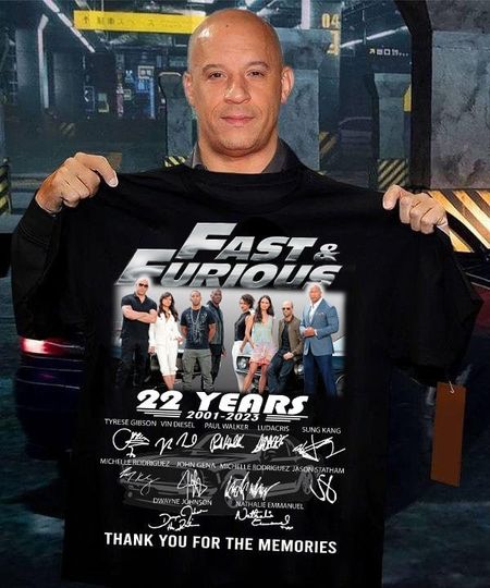 Discover Fast And Furious 22 Years Signatures Shirt, Perfect Gift For Fans