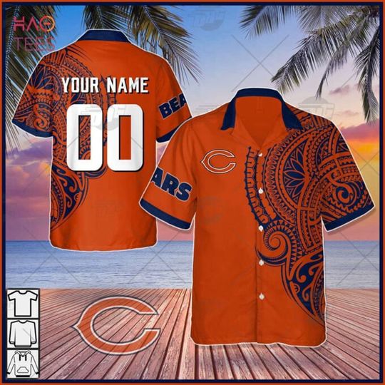 Discover Personalize football Chicago Bears Polynesian Tattoo Design Hawaiian Shirt