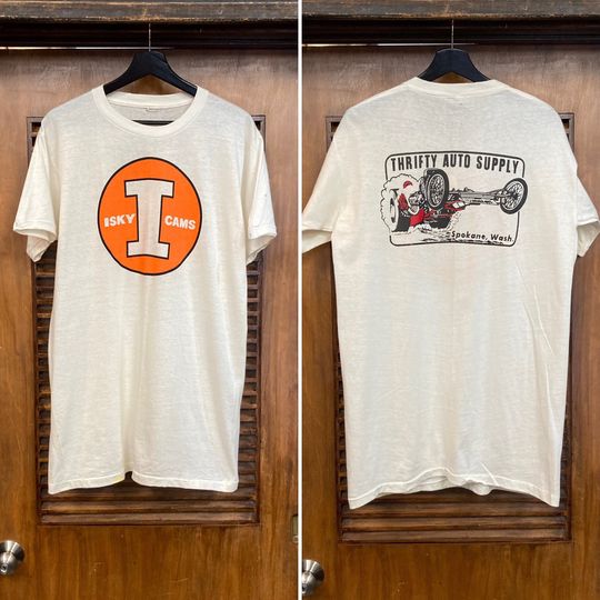 Discover Vintage 1960s Original Isky Cams Hot Rod Drag Race NHRA Two-Sided T-Shirt