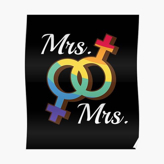 Discover LGBTQ Lesbian Couple "Mrs. and Mrs." Wedding and Marriage Premium Matte Vertical Poster