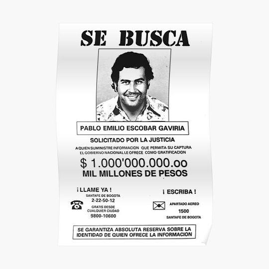 Discover Pablo Escobar Wanted Premium Matte Vertical Poster