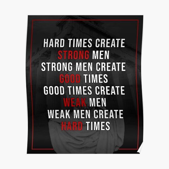 Discover Hard Times Create Strong Men | Motivational Quote Premium Matte Vertical Poster