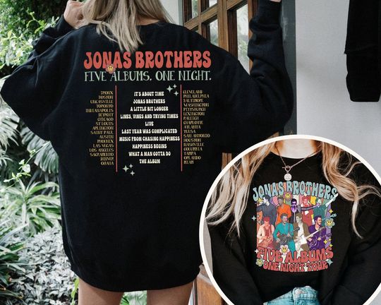 Discover 2 sided Jonas Brothers Shirt, Jonas Brothers Tour Double sided Sweatshirt
