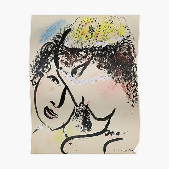 Discover Marc Chagall two heads of young women premium matte vertical poster