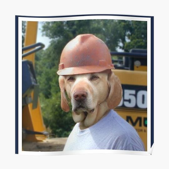 Discover Hard Hat Dog Premium Matte Vertical Poster