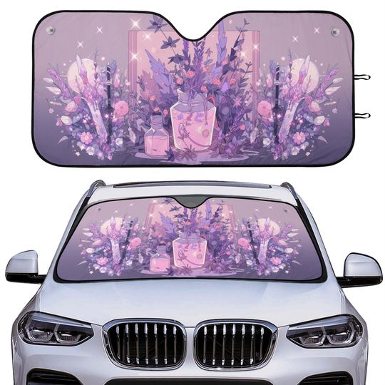 Discover Lavender wildflower spell witchy Car sunshade