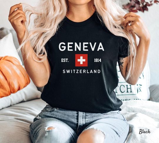 Discover Geneva Shirt, Swiss Flag T-Shirt