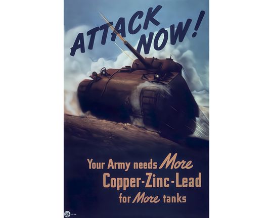 Discover WWII Attack Now Tank Propaganda Poster
