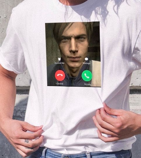 Discover Leon FaceTime Meme Shirt, Leon Kennedy Tee, Resident Evil 4 Remake 2023 shirt