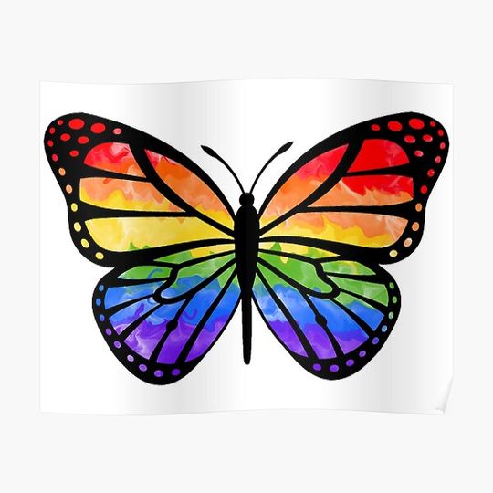 Discover Rainbow Butterfly watercolor Premium Matte Vertical Poster