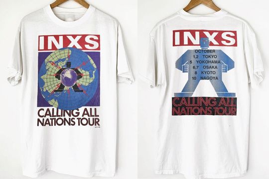 Discover 1988 INXS Calling All Nations Tour Shirt, INXS Japan Tour 1988 T-Shirt