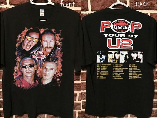 Discover 1997 U2 Pop Mart Tour T-Shirt, U2 Rock Band Tour 1997 T-Shirt