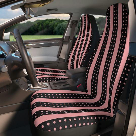 Discover Aesthetic Pink And Black Stripes Car Seat Covers, Cool Seat Covers