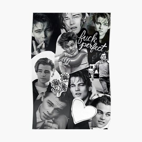Discover Leo Leonardo DiCaprio Handsome Collage Premium Matte Vertical Poster