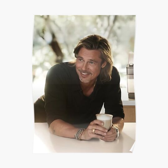 Discover Brad pitt enjoying a drink Premium Matte Vertical Poster