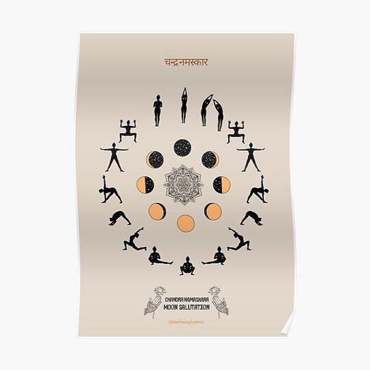 Discover Moon Salutation Minimalist ver 2 by InnerBeautyBySierra Premium Matte Vertical Poster