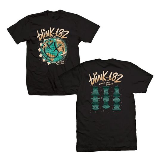 Discover NEW-2 Sided 182 The World Tour 2023 2024 Shirt, B182 Tour Merch, B182 Rock and Roll Concert Tshirt