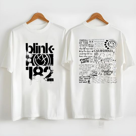 Discover Blink182 The World Tour 2023 shirt, Blink Smile 182 Shirt, B182 Lyric Album Song