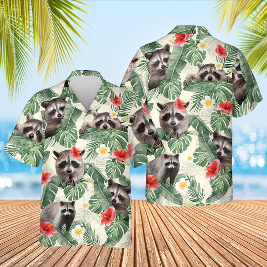 Discover Racoon Tropical Hawaiian Shirt, Racoon Lovers Gift