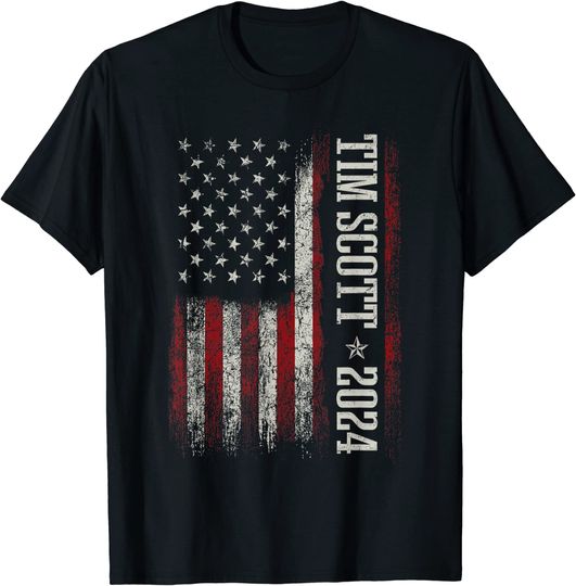 Discover Tim Scott 2024 For President Election Campaign US Flag T-Shirt