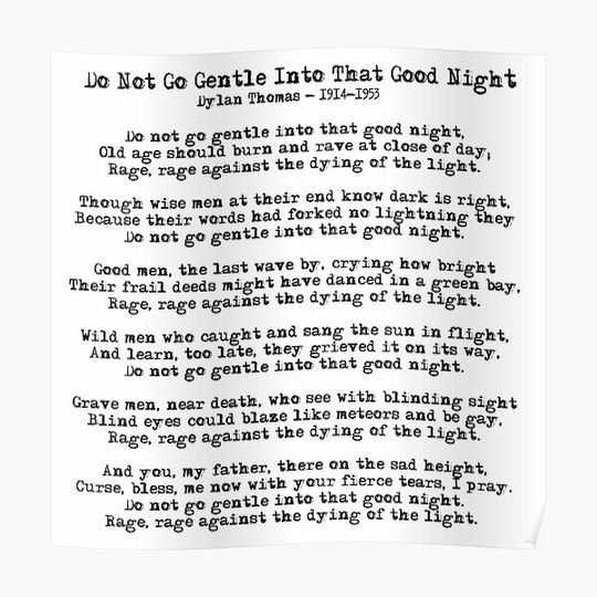 Discover Do Not Go Gentle Into That Good Night Premium Matte Vertical Poster